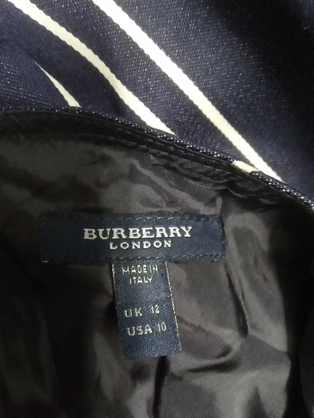 Burberry Navy and White Striped Halter Mini Dress - Picture 2 of 3